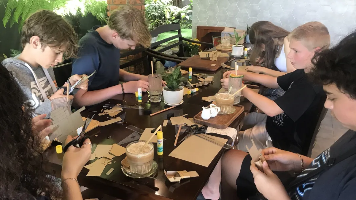 Educators and students in a Cardboard Toy World workshop